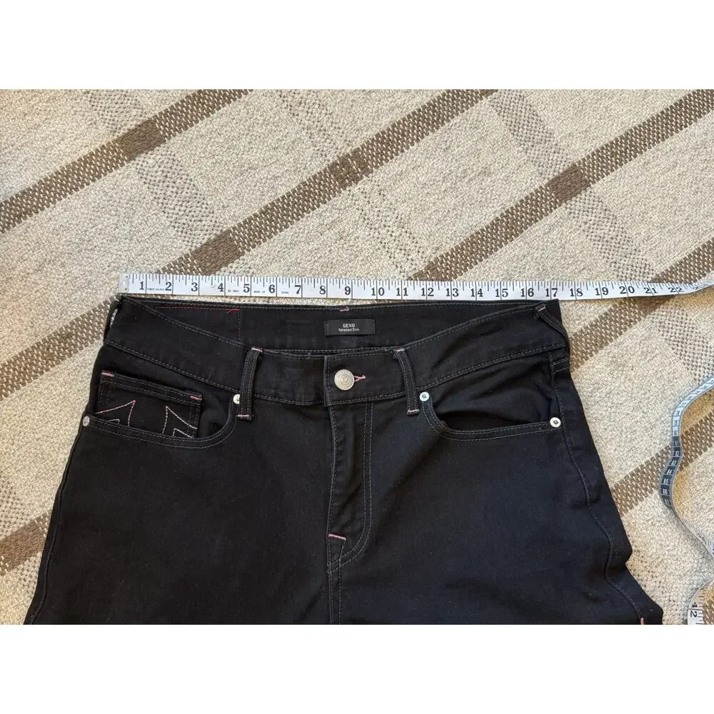 True Religion Geno Relaxed Slim Jeans Black Pink Stitch 34 X 31 Mens